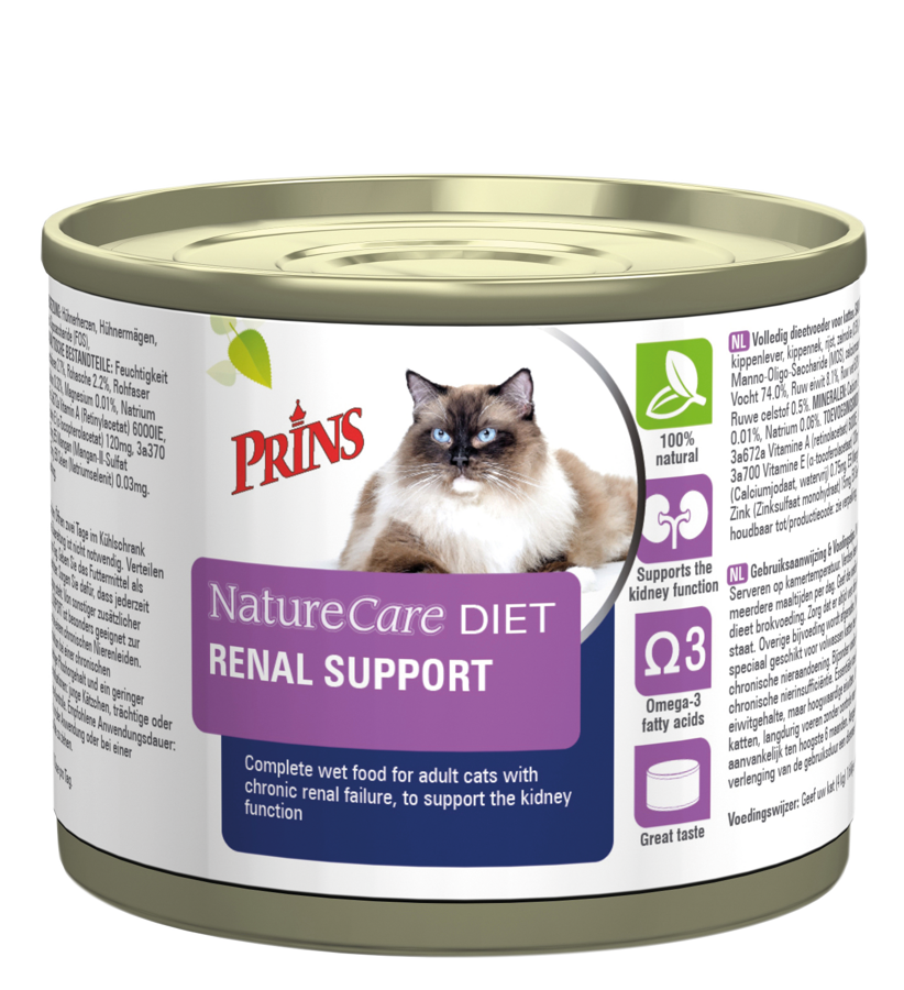 AKCIJA! Prins NatureCare Cat Diet RENAL SUPPORT diētiskā barība kaķiem ar hronisku nieru mazspēju, 6 x 200 g
