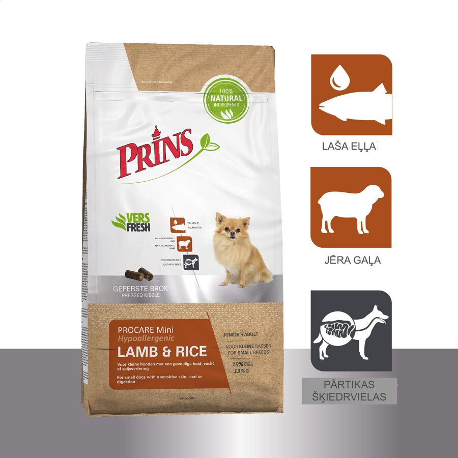 Prins ProCare Mini LAMB & RICE Hypoallergic jutīgiem maza auguma šķirņu suņiem