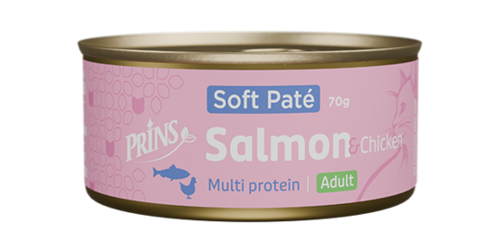 JAUNUMS! Prins wet food cat Soft Paté Salmon & Chicken mitrā barība kaķiem, 70g
