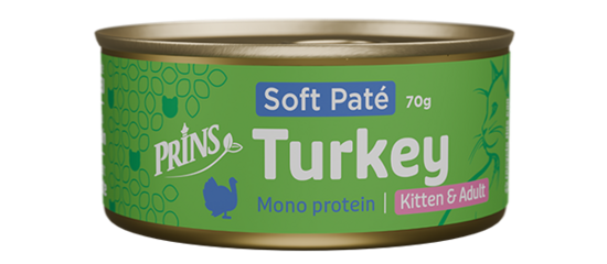 JAUNUMS! Prins wet food cat Soft Paté Turkey mitrā barība kaķiem, 70g
