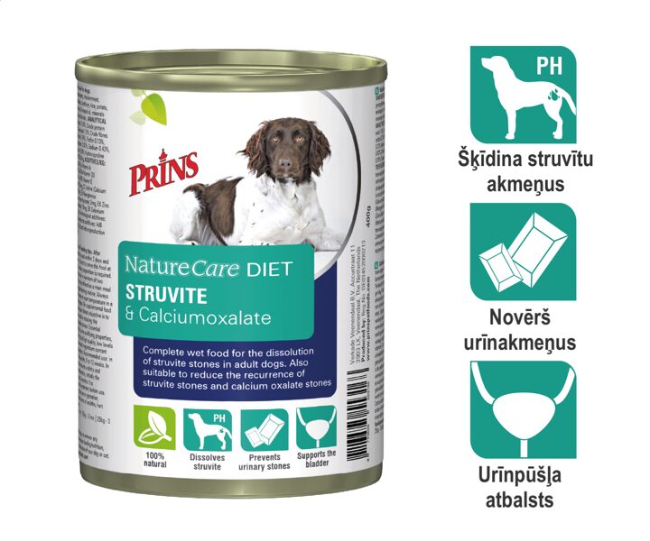 Prins NatureCare Diet Dog STRUVITE & Calciumoxalate barība suņiem ar urīnpūšļa problēmām