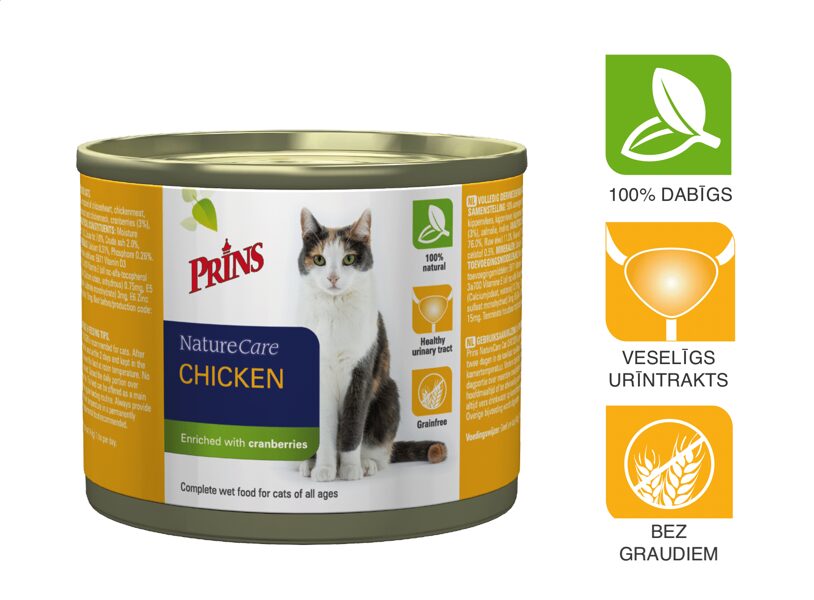 Prins NatureCare Cat CHICKEN mitrā barība kaķiem, 200g