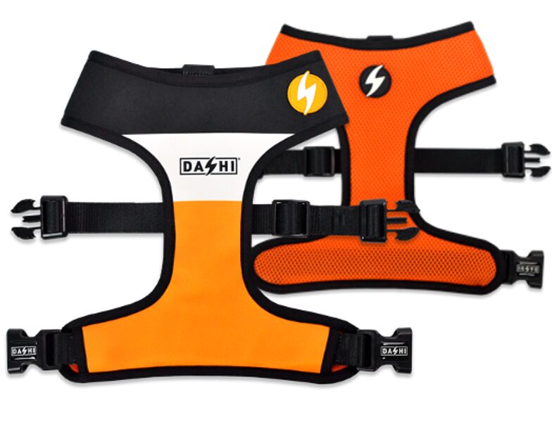 Dashi STRIPES3 ORANGE&BLACK abpusējie NeoMesh iemaukti suņiem un kaķiem